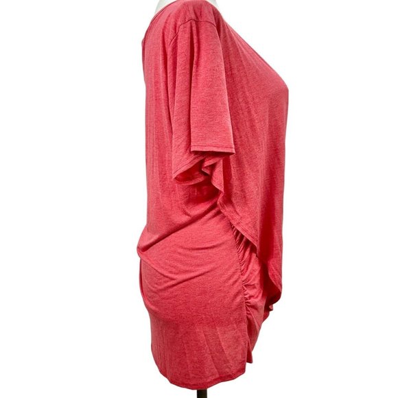 Simple Suzanne Betro Women's Top 3X Heather Red Crossover Tunic Short Sleeve NWT - Picture 3 of 9